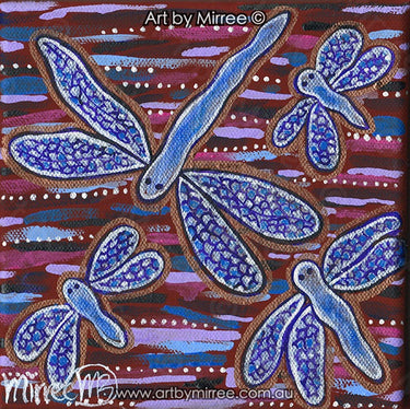 Dragonfly Dreaming Contemporary Aboriginal Art Original Painting by Mirree